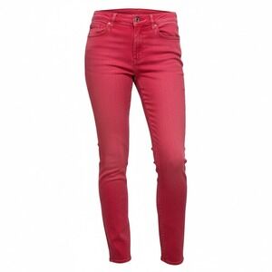 Lauren Jeans Co Jeans Womens 8 Red Stretch Denim Classic Straight Leg Mid Rise